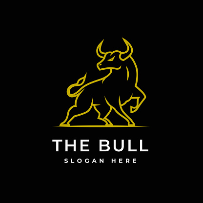 Bull vector logo. Monoline creative logotype