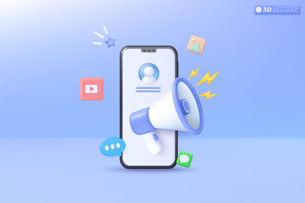 istock 3d Social media on mobile application icon symbol. megaphone announce promotion, video, photo gallery, speech bubble, smartphone concept. 3D vector isolated illustration, Cartoon pastel Minimal style. 1625343530
