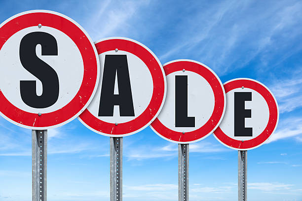 istock Blue sky over SALE traffic sign 162534474