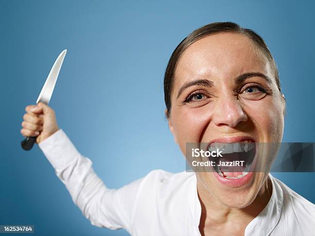 Angry Businesswoman With A Knife Stock Photo - Download Image Now - Adult, Adults Only, Aggression