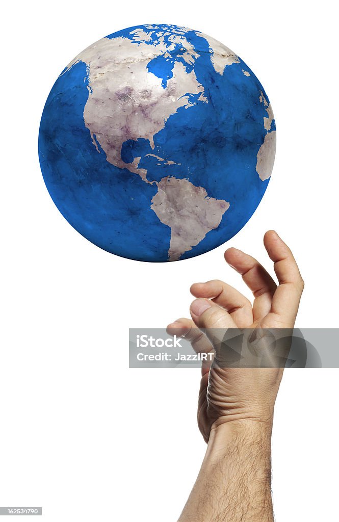 Mão humana segurando a terra - Foto de stock de Adulto royalty-free