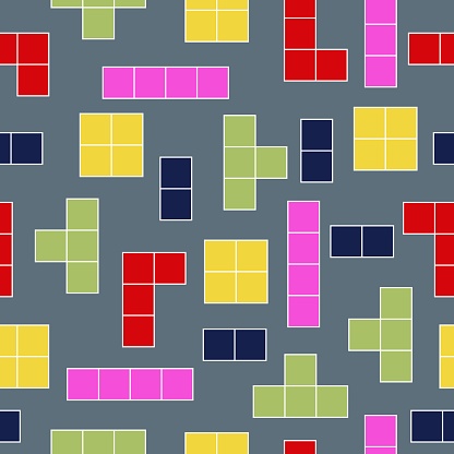 Pixel bricks game vector seamless pattern