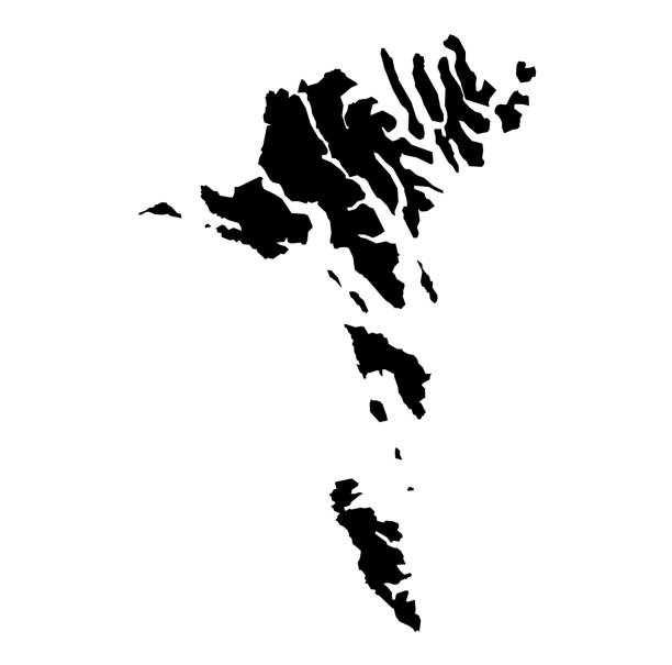Faroe Islands Map vector black silhouette with High detailed including black and white outline on white background Faroe Islands Map vector black silhouette with High detailed including black and white outline on white background. Vector illustration EPS10 relief map stock illustrations