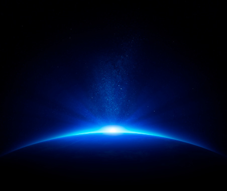 Earth - sunrise in deep blue space