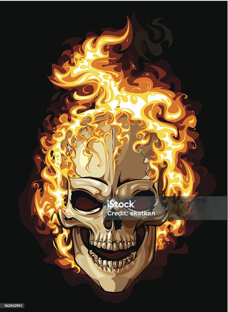 Burning skull isolated on black Burning skull isolated on black. Tattoo style. EPS 8 vector illustration. Flame stock vector