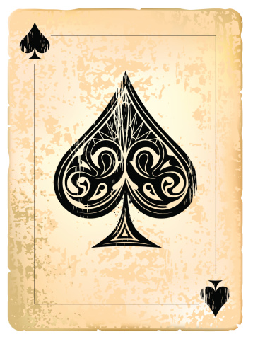 Ace of spades. Vintage style with dirty grunge elements. EPS 8 vector illustration. Layered. High res JPG included (300 dpi).