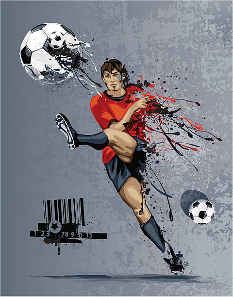 ilustrações, clipart, desenhos animados e ícones de abstrato imagem do jogador de futebol - soccer soccer player sport playing