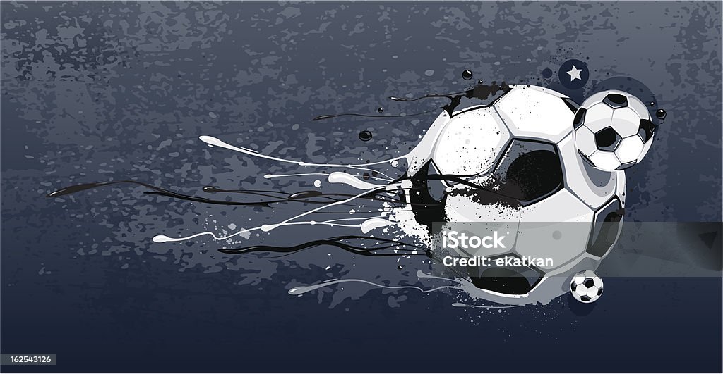 Abstract image of three differently sized soccer balls Abstract image of soccer balls with liquid effect. Graffiti style with dirty grunge elements. EPS 8 vector illustration. Graffiti stock vector