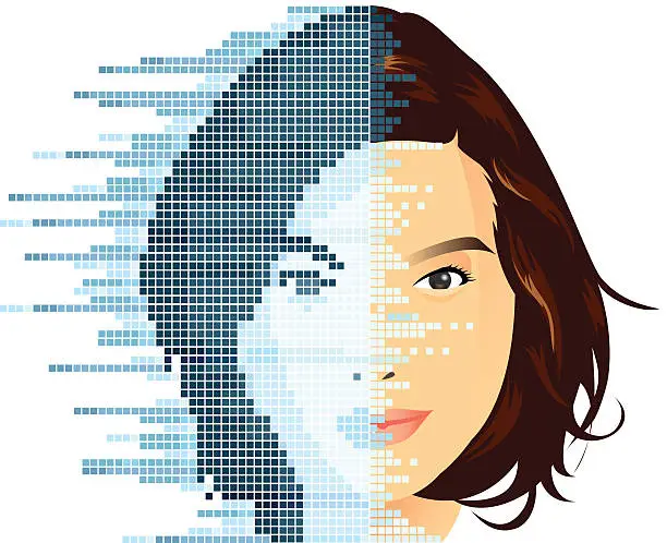 Vector illustration of digital face