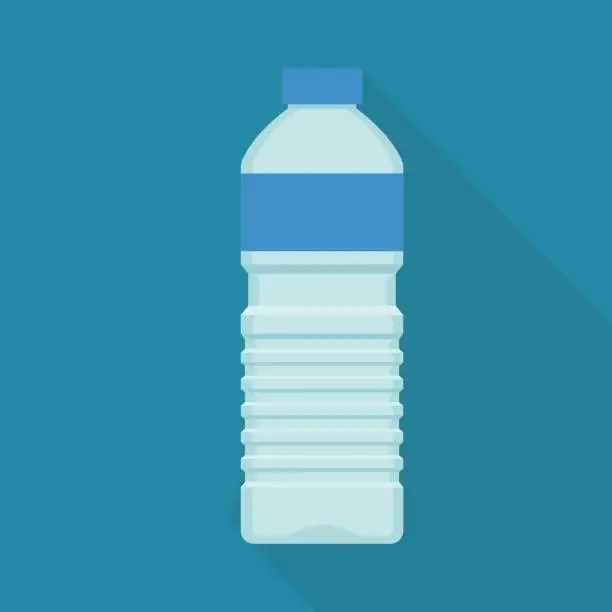 Vector illustration of Empty disposable plastic water bottle (flat design)