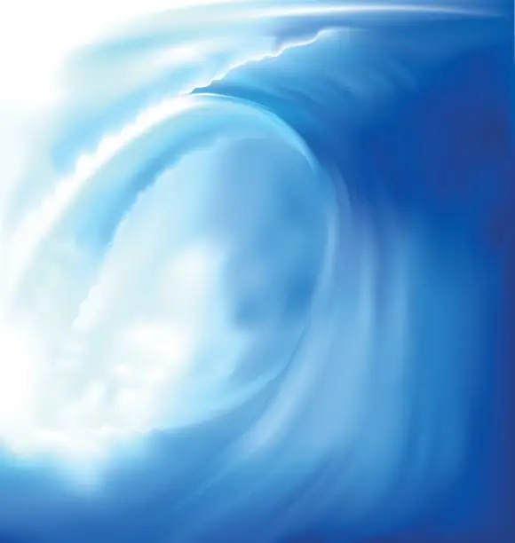 Vector illustration of Closeup painting of a wave in blue and white