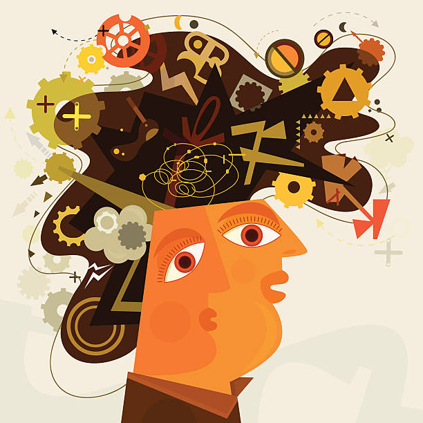 umbruch und chaos - concentration brain contemplation action stock-grafiken, -clipart, -cartoons und -symbole