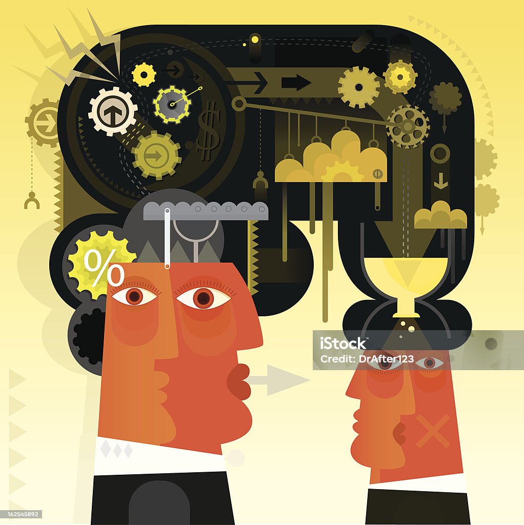 Pressing Pressing at work. Capitalistic Brainwashing Concept. Confrontation stock vector