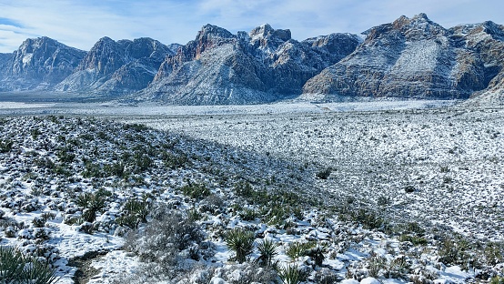 View from the Red Rock Canyon Overlook after a snowstorm, Red Rock Canyon National Conservation Area, Nevada