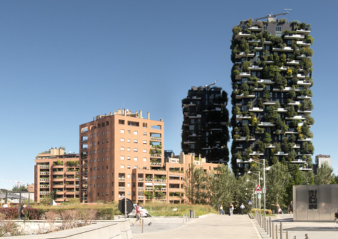Apartment block planted out as an artificial woodland in central Milan