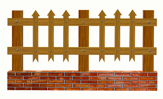 wooden fence The white background can be isolated for a scene illustration. design and decoration