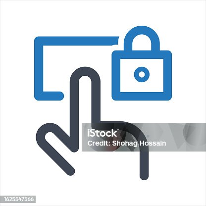 istock Fingerprint lock icon, touch password lock icon. Vector and glyph 1625547566