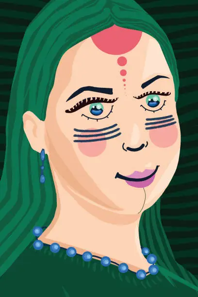 Vector illustration of Happy woman with face paint