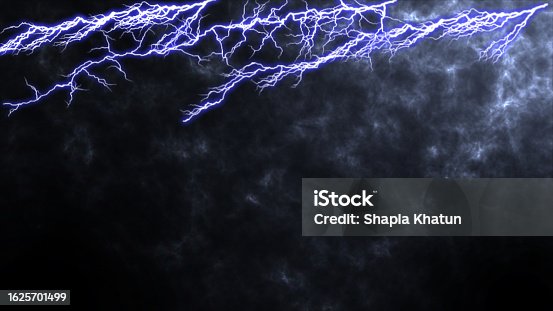 istock Lightning, thunderstorm. Heavy storm bringing thunder, lightnings and rain in summer. Branched lightning bolt 1625701499
