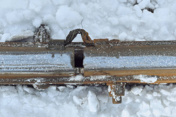 istock Railway flights road and winter snow. 1625712005