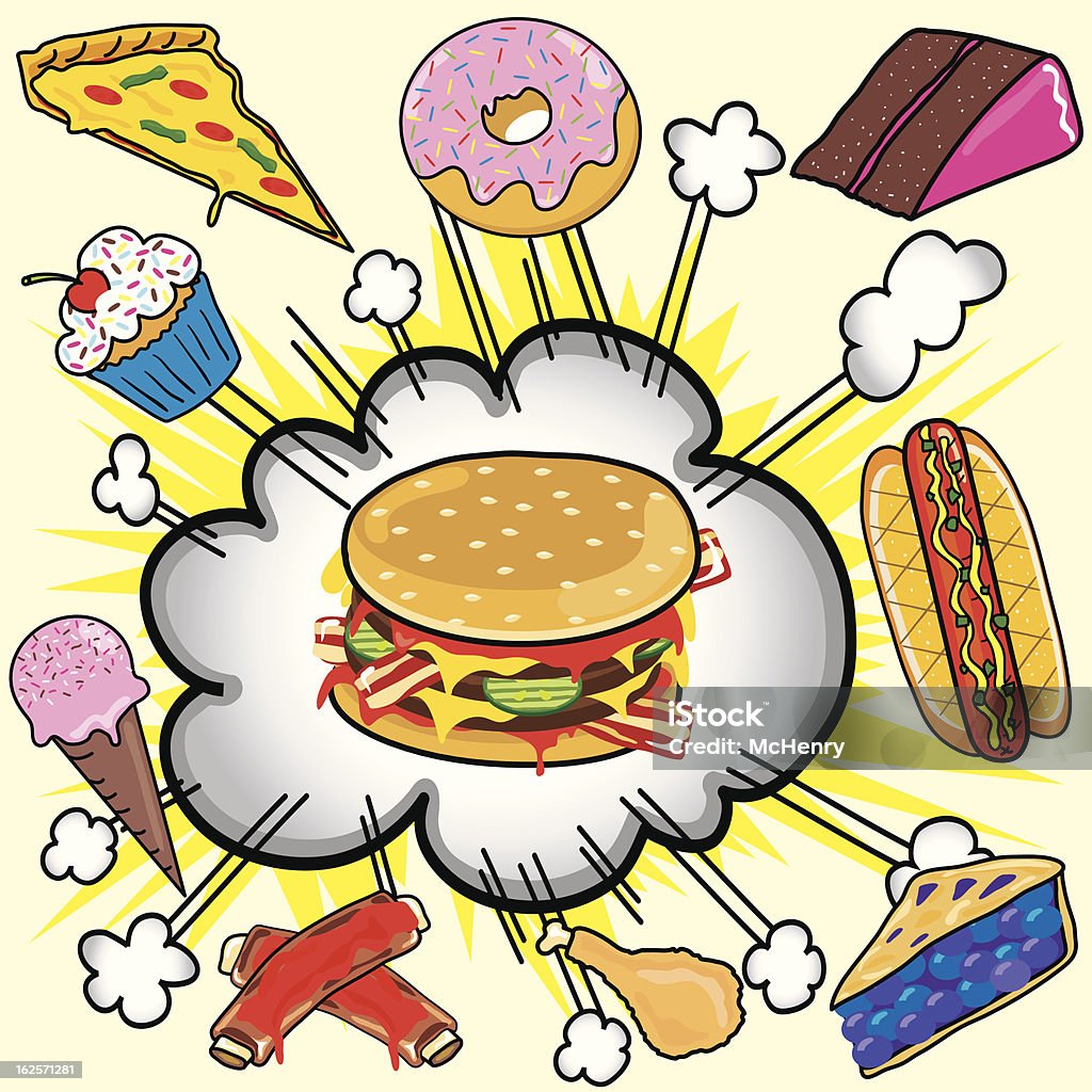 Fast Food Explosion Fast Food Explosion Stock Illustration - Download Image Now - Cake ...