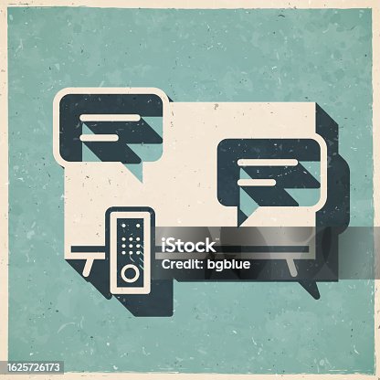 istock TV with chat bubbles. Icon in retro vintage style - Old textured paper 1625726173