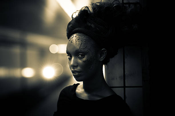 istock Futuristic Decorated Woman on Subway Platform 162572932