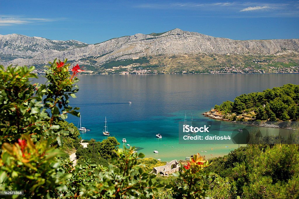 Picturesque view on Lovrecina beach - Brac island, Croatia Lovrecina - sandy beach on Brac island in Croatia Adriatic Sea Stock Photo