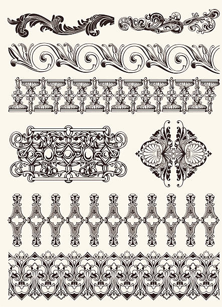 Antico elementi di design e decorazione di pagina - illustrazione arte vettoriale