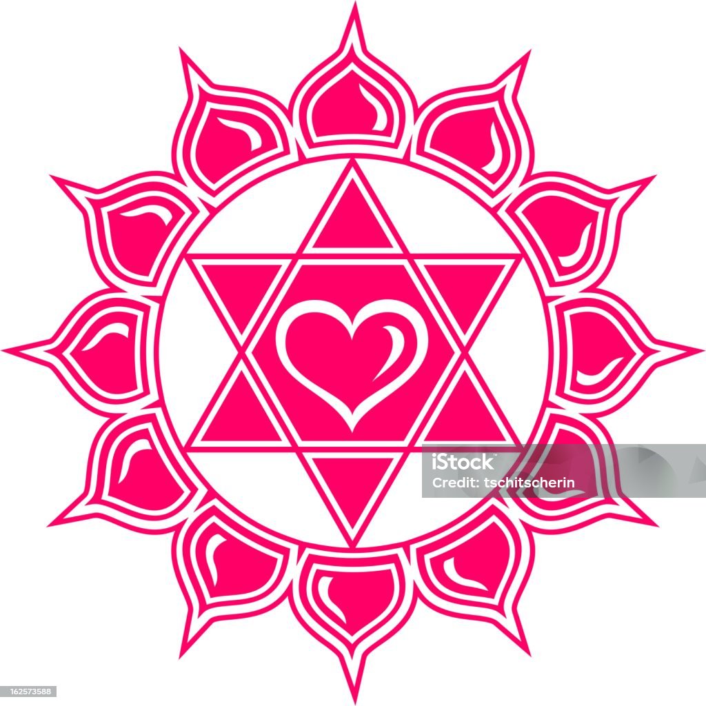 Anahata Чакра/лотос сердца символ любви & сострадание / - Векторная графика Цигун роялти-фри