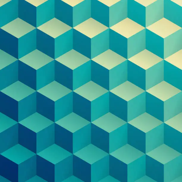 Vector illustration of Abstract geometric background with Blue cubes - Trendy 3D background