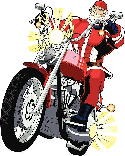 Vector illustration of Santa Claus biker