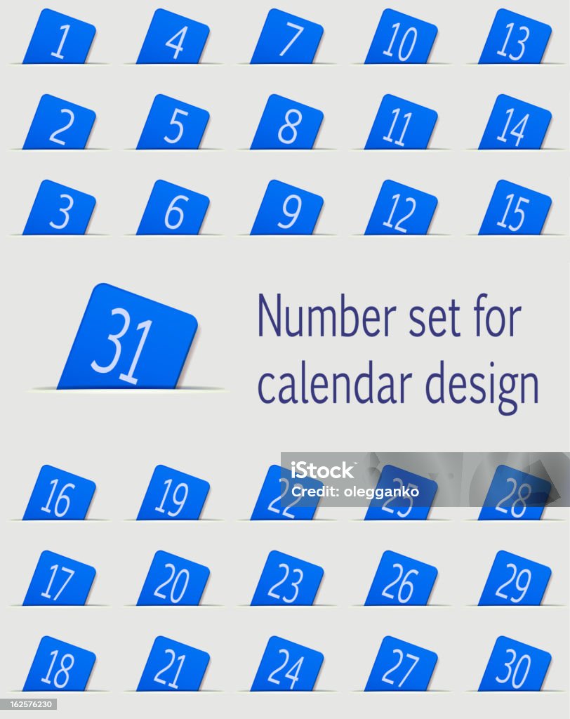 Set di icone del calendario con i numeri. Illustrazione vettoriale - arte vettoriale royalty-free di Affari
