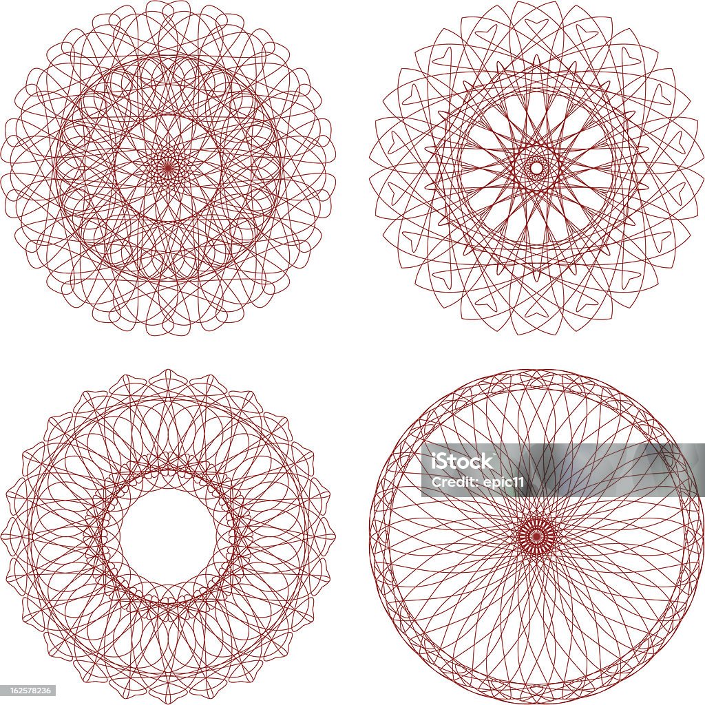 Ensemble de vecteur de Rosette guilloché - clipart vectoriel de Abstrait libre de droits