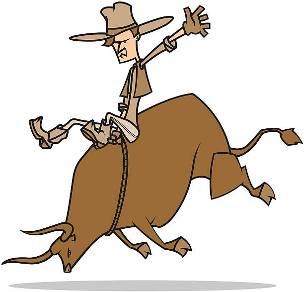 bullriding - rodeo bull bull riding cowboy stock illustrations