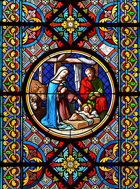 istock Birth of Jesus on stained glass 162578779