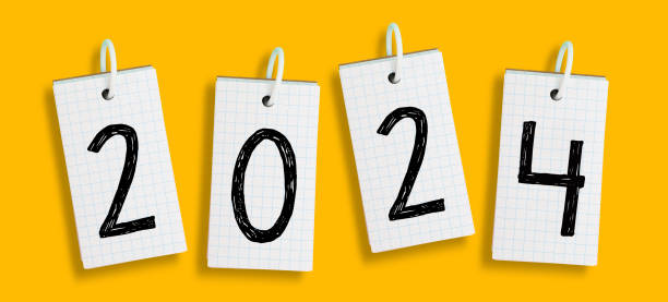 istock Note papers with New Year 2024 on yellow background 1625794866