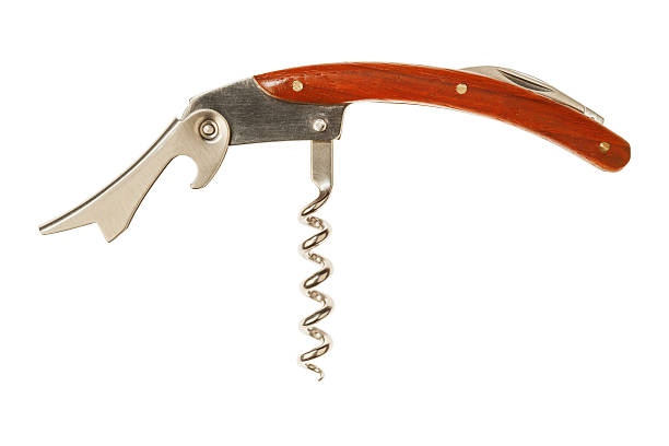 istock Pocket knife with corkscrew and bottle opener isolated on white 162581434