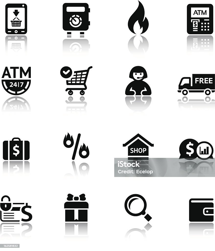 shopping icons Set - Lizenzfrei 24 Hrs - englischer Satz Vektorgrafik