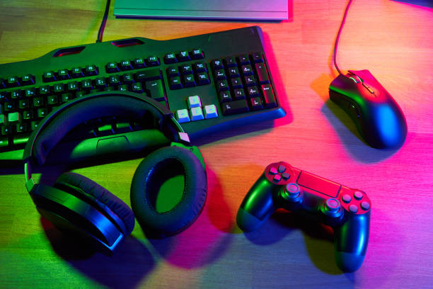 istock Top down view of various gaming accessories laying on table 1625820610