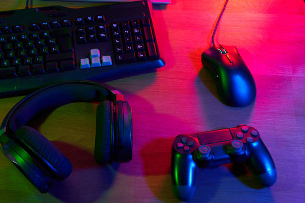 istock Top down view of various gaming accessories laying on table 1625820630