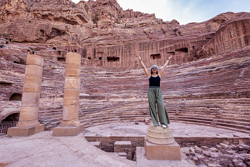 Tourists enjoying the trip in Petra, Jordan.
