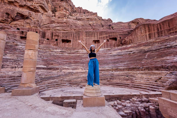 Tourists enjoying the trip in Petra, Jordan.