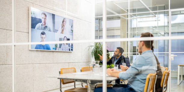 istock Corporate workers online communication with remote team in web conference meeting 1625842478