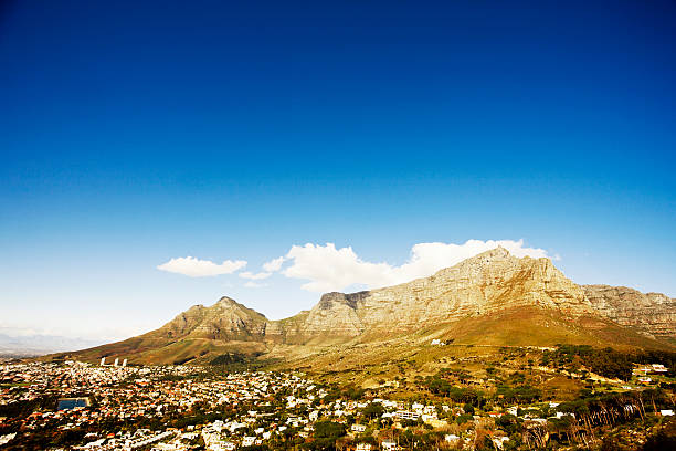 istock Cape Town's iconic Table Mountain against a blue summer sky 162587103
