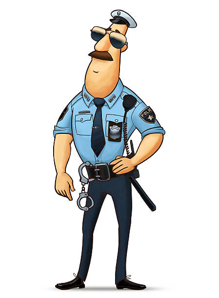 Policeman isolated on white vector art illustration