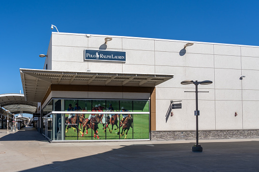 Niagara On the Lake, Canada- June 27, 2022: A Polo Ralph Lauren store in Outlet Collection at Niagara. Ralph Lauren Corporation is an American fashion company.