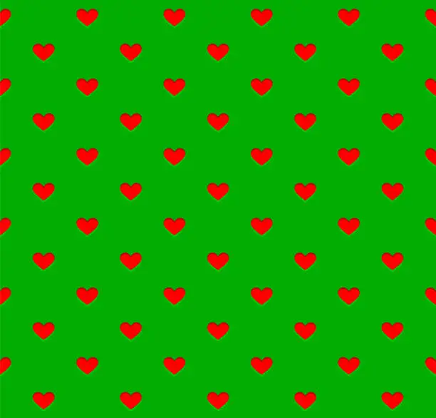Vector illustration of Seamless pattern mini hole red heart on green background, Christmas Theme