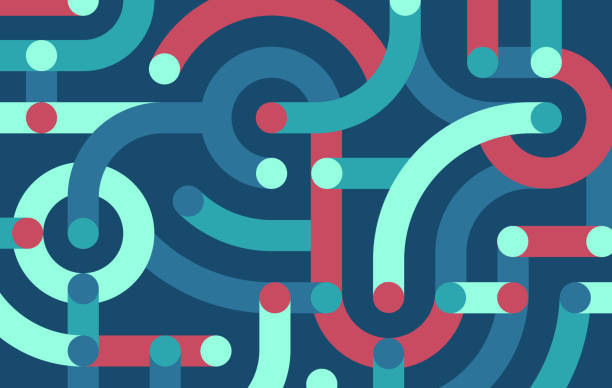 moderní technologie propojení sítě umělá inteligence abstraktní pozadí - tvorba sítě kontaktů stock ilustrace