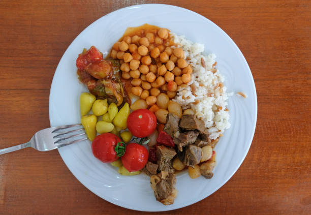istock A healthy lunch of chickpeas, rice and beef. 1625990434